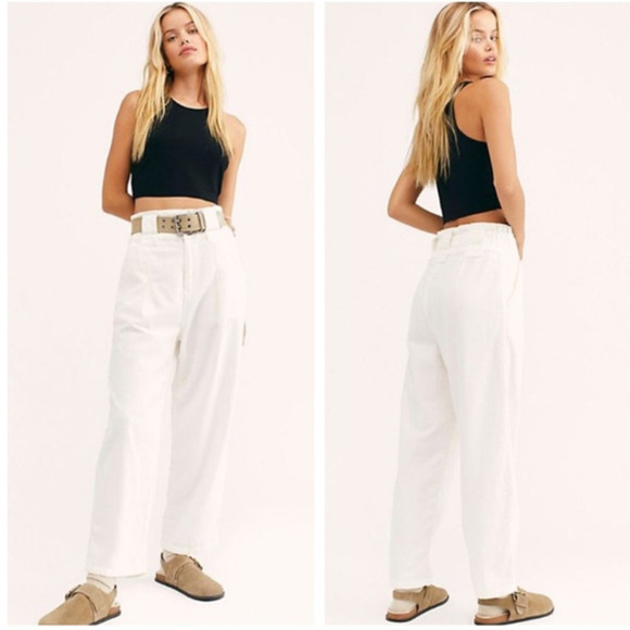 Free People One Way High Waisted 100% Cotton Pants - Picture 1 of 9